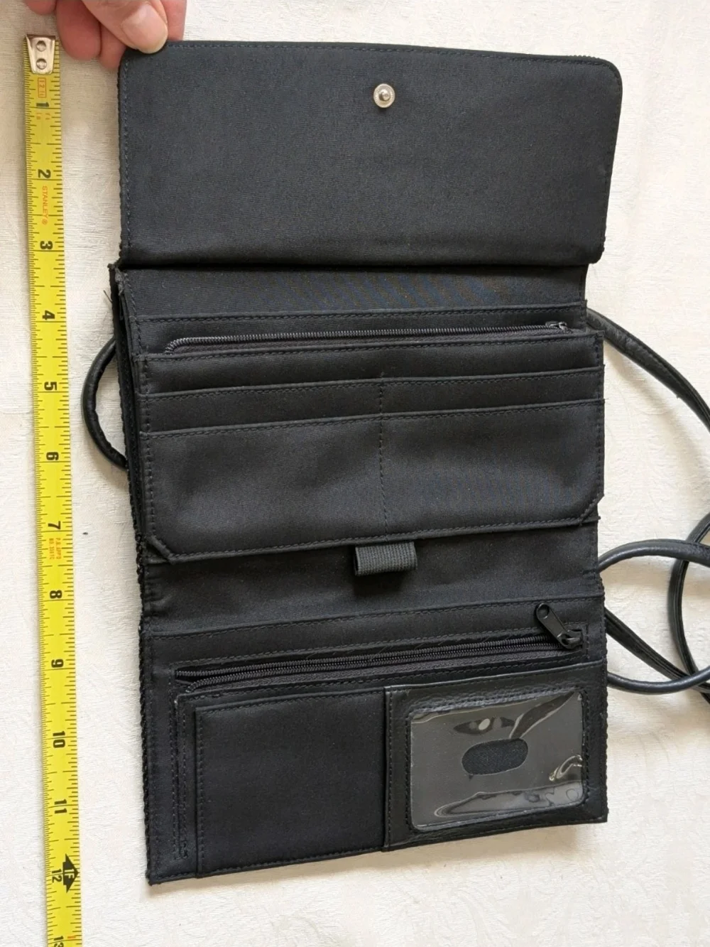 Nine West Black Women's Crossbody Wallet Strap Zippered Pocket ID Window Solid